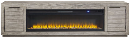 Naydell - 92" TV Stand With Wide Fireplace Insert - Gray by Ashley – view 3