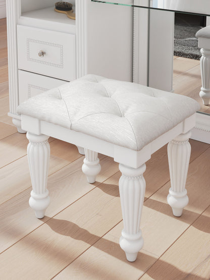 Kozlani - Vanity Upholstered Stool - White by Ashley – view 2