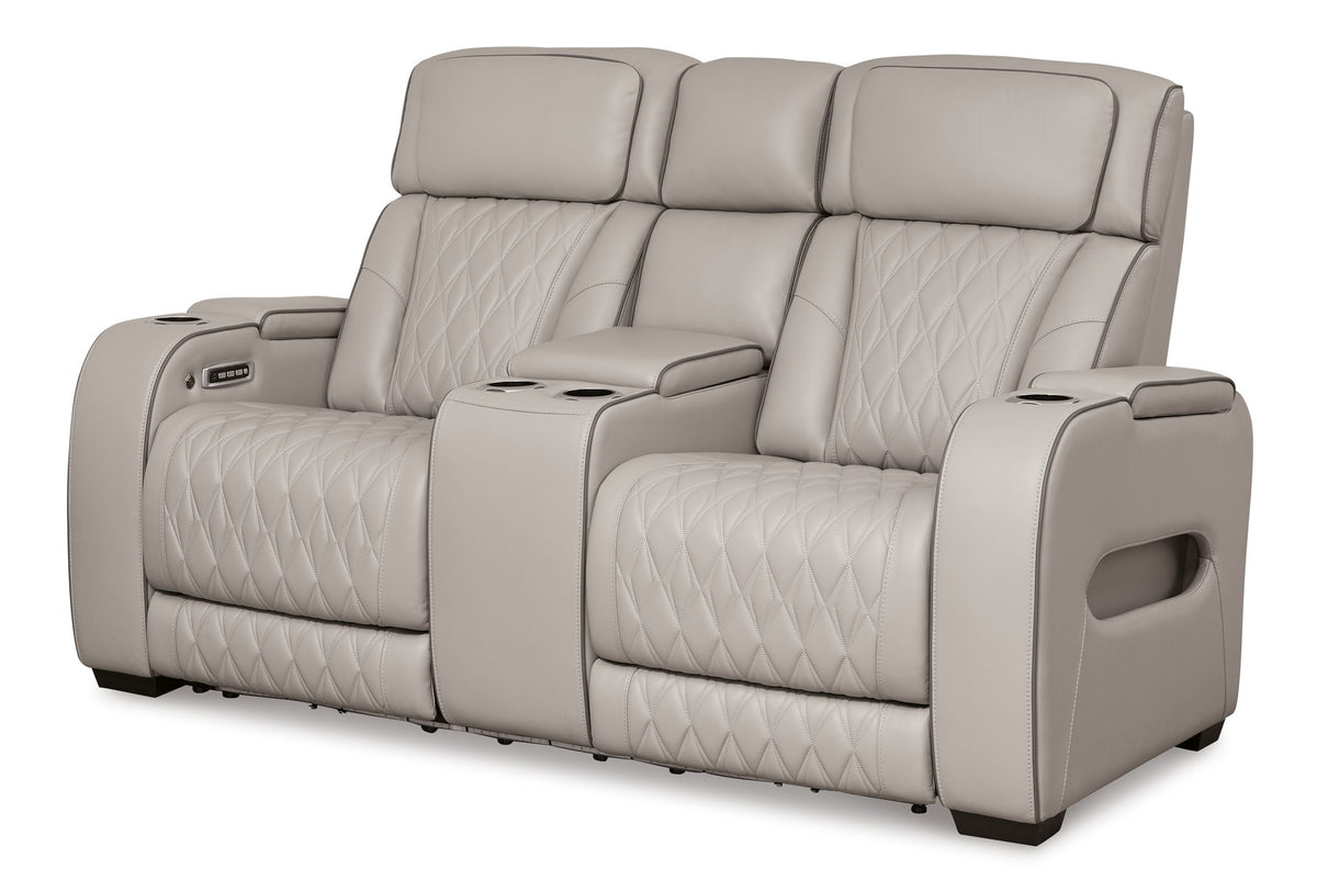 Boyington - Power Reclining Loveseat With Console/Adj Hdrst by Ashley – Reclining Loveseats