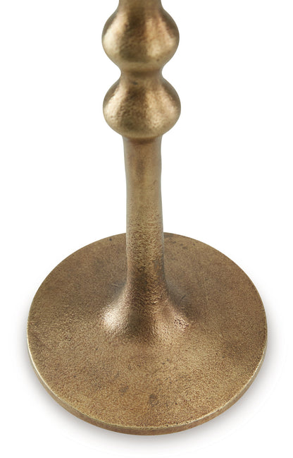 Larwick - Candle Holder Set (Set of 2) - Antique Brass Finish by Ashley – view 3