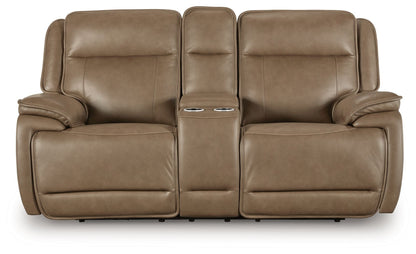Glencroft - Power Reclining Loveseat With Console / Adjustable Headrest - Sahara by Ashley – view 2