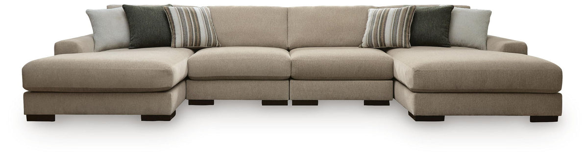Linenhause - 4-Piece Double Chaise Sectional - Dune – Stationary Sectionals