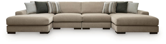 Linenhause - 4-Piece Double Chaise Sectional - Dune – Stationary Sectionals