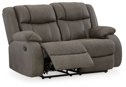 First Base - Reclining Loveseat - Gunmetal by Ashley – view 3
