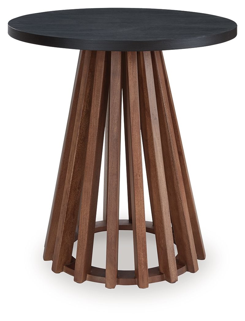 Kallari - Round End Table - Warm Brown / Black by Ashley – view 2