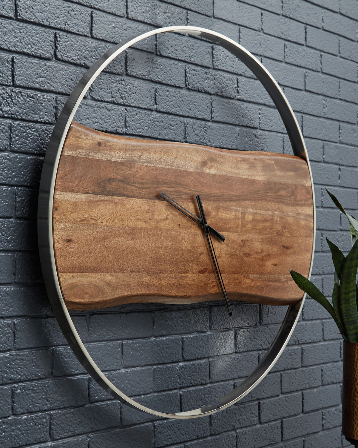Panchali - Wall Clock - Brown / Silver Finish by Ashley – view 2