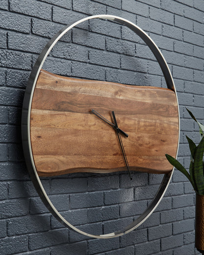 Panchali - Wall Clock - Brown / Silver Finish by Ashley – view 2