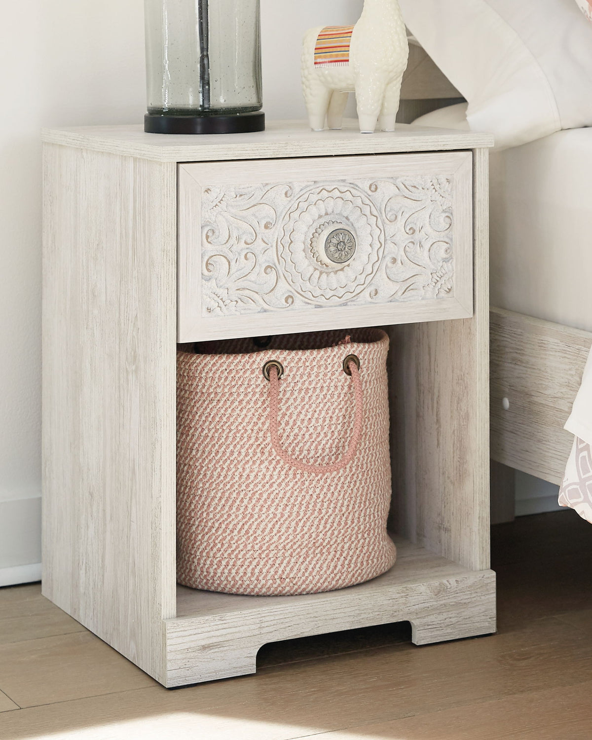 Paxberry - One Drawer Night Stand - Whitewash by Ashley – view 2