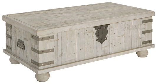 Carynhurst - Lift Top Cocktail Table - White Wash Gray by Ashley – Cocktail Tables