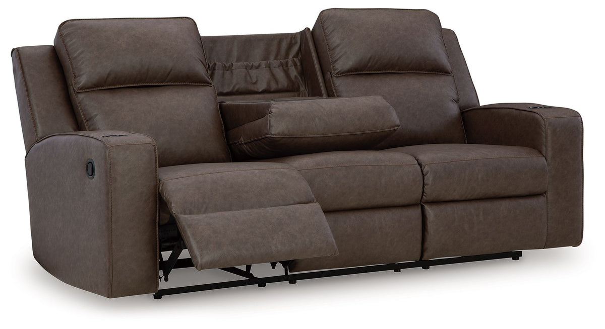 Lavenhorne - Reclining Sofa With Drop Down Table - Umber by Ashley – view 2