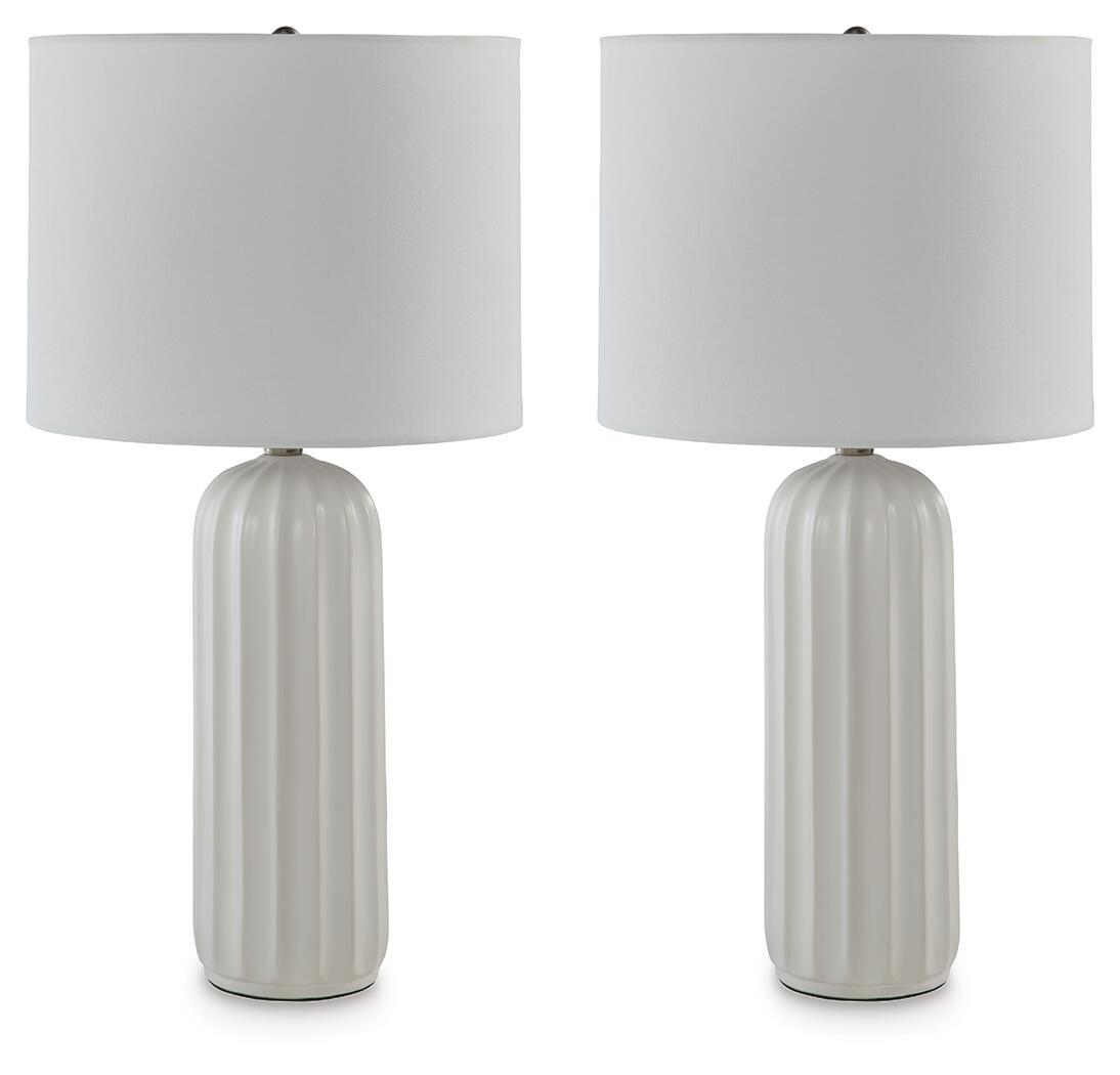 Clarkland - Ceramic Table Lamp (Set of 2) - White by Ashley – Table Lamps