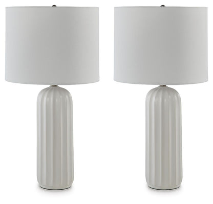 Clarkland - Ceramic Table Lamp (Set of 2) - White by Ashley – Table Lamps