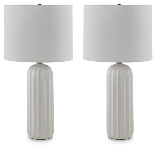 Clarkland - Ceramic Table Lamp (Set of 2) - White by Ashley – Table Lamps