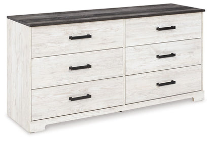 Shawburn - Six Drawer Dresser - Pewter-tone pulls - White / Black / Gray by Ashley – Dressers