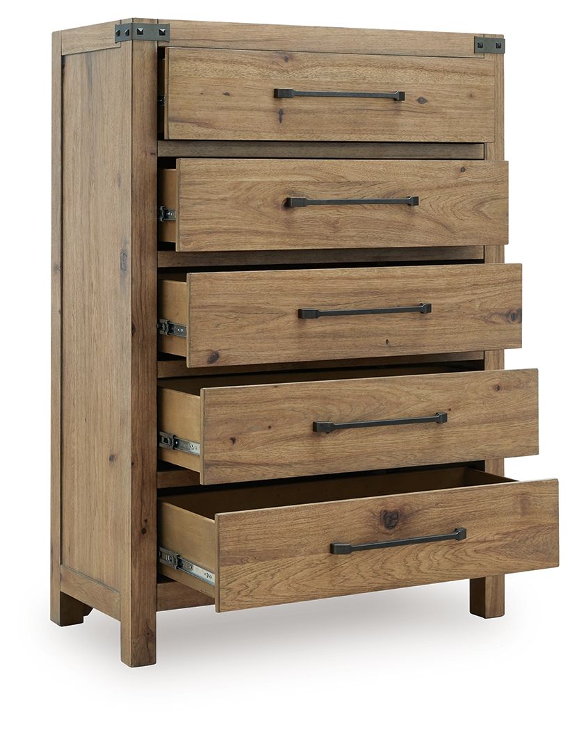 Ridgester - Five Drawer Chest - Light Brown – view 3