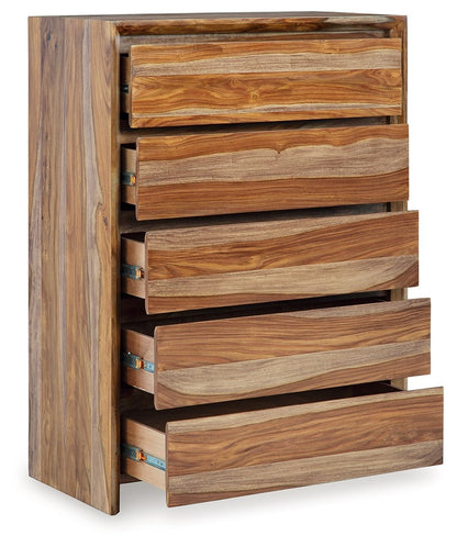 Dressonni - Five Drawer Chest - Brown by Ashley – view 3