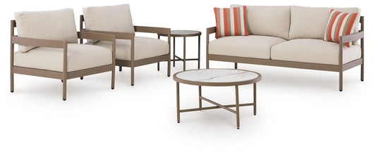 Bluff Trail - Loveseat, Lounge Chairs, Tables Set (Set of 5) - Beige by Ashley – view 2