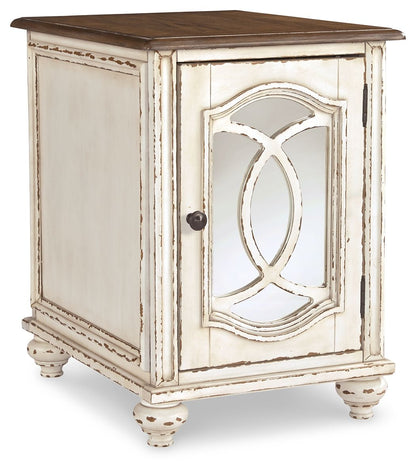 Realyn - Chair Side End Table - Insert Mirror - White / Brown by Ashley – End Tables