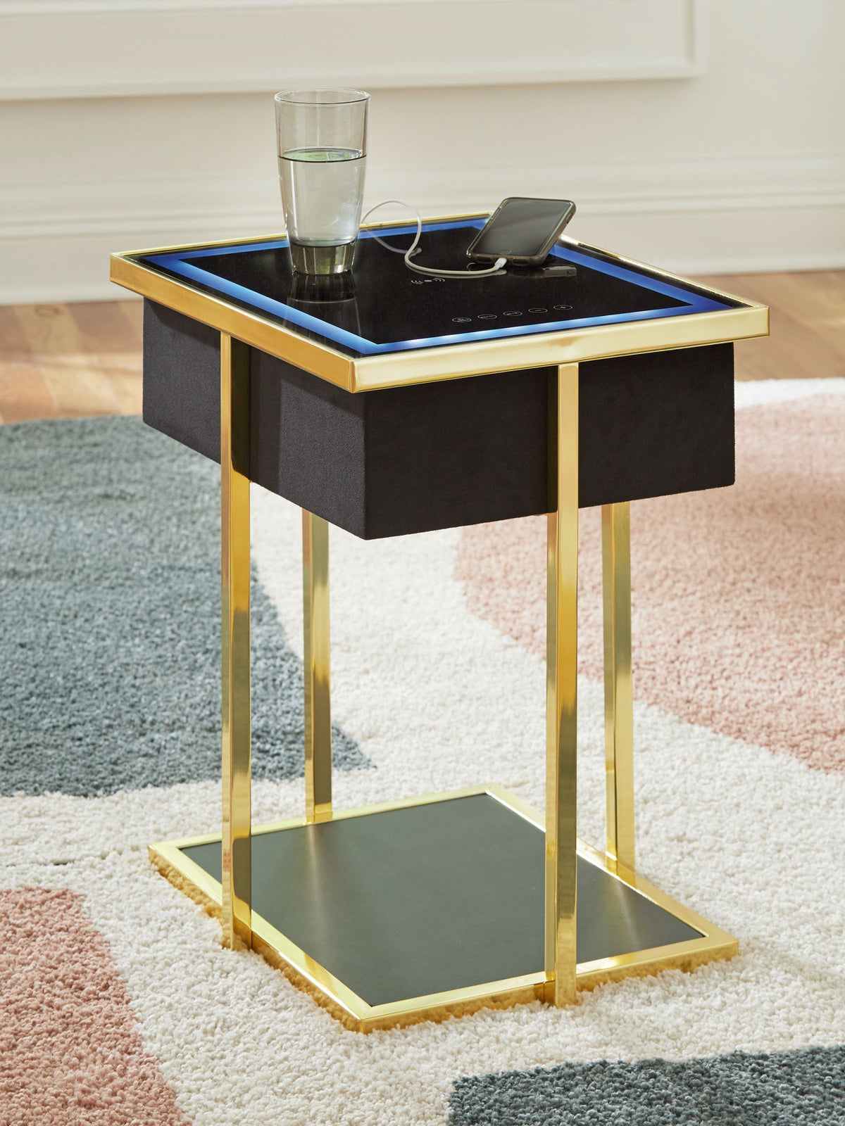 Rexwell - Accent Table With Speaker - Black / Gold Finish by Ashley – view 3