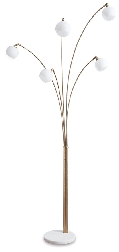 Taliya - Metal Arc Lamp  - Champagne / White by Ashley – Floor Lamps