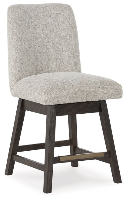 Burkhaus - Upholstered Swivel Barstool (Set of 2) - Beige / Dark Brown by Ashley – view 2
