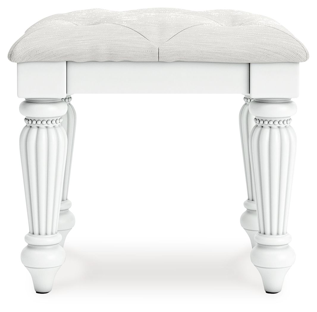 Kozlani - Vanity Upholstered Stool - White by Ashley – Vanity Stools