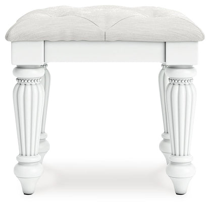 Kozlani - Vanity Upholstered Stool - White by Ashley – Vanity Stools