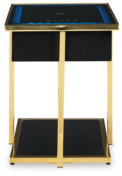 Rexwell - Accent Table With Speaker - Black / Gold Finish by Ashley – view 4