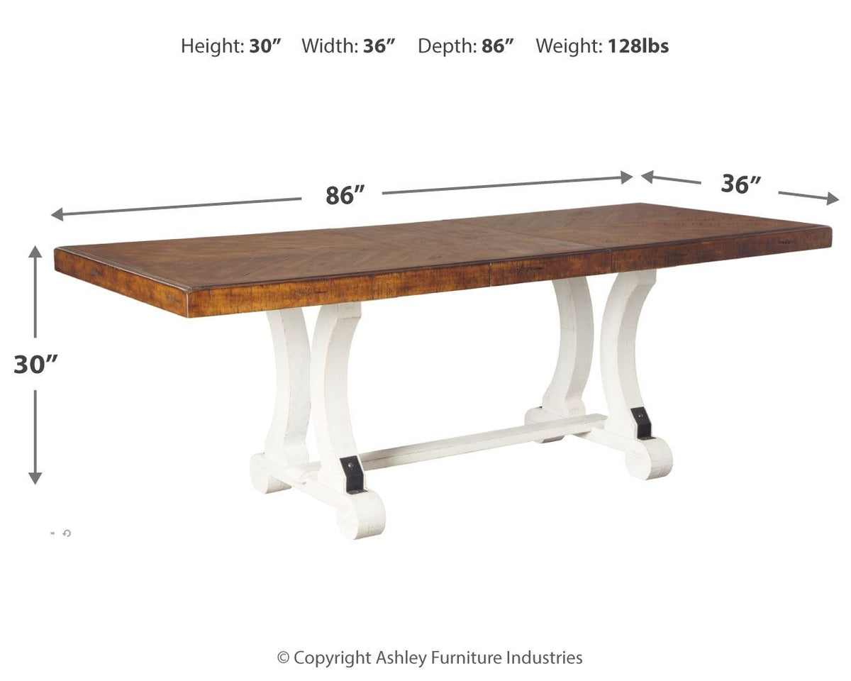 Valebeck - Rectangular Dining Room Table - White / Brown by Ashley – view 3