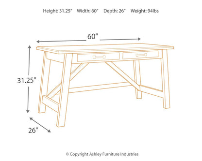 Baldridge - Home Office Large Leg Desk - Rustic Brown by Ashley – view 2