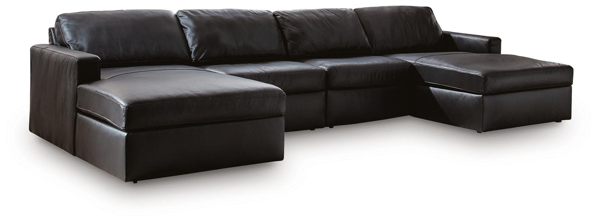 Modmax II - 4-Piece Double Chaise Sectional - Black by Ashley – Stationary Sectionals