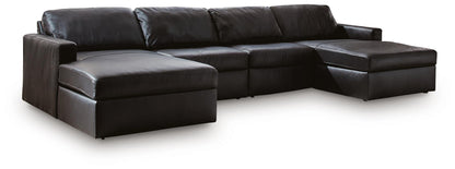 Modmax II - 4-Piece Double Chaise Sectional - Black by Ashley – Stationary Sectionals