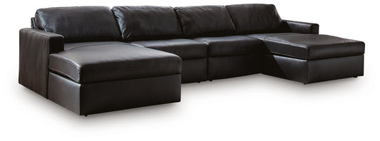 Modmax II - 4-Piece Double Chaise Sectional - Black by Ashley – Stationary Sectionals
