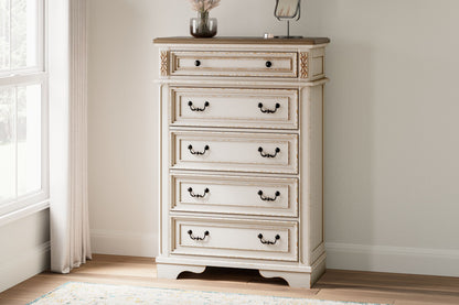 Realyn - Five Drawer Chest - White / Brown / Beige by Ashley – view 2