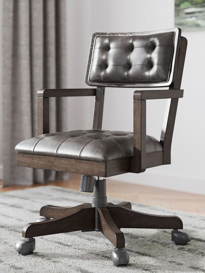 Breckington - Home Office Desk Chair - Dark Brown by Ashley – view 2