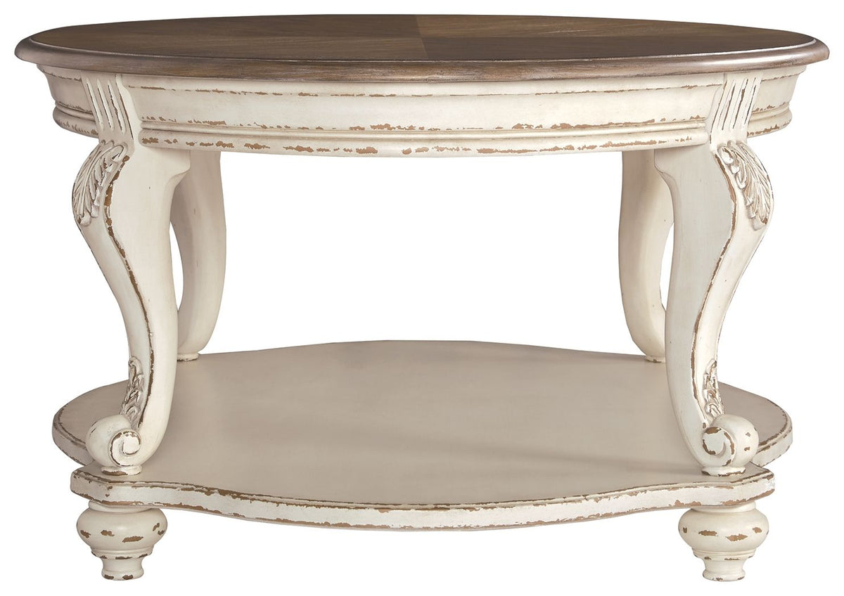 Realyn - Oval Cocktail Table - White / Brown by Ashley – view 3