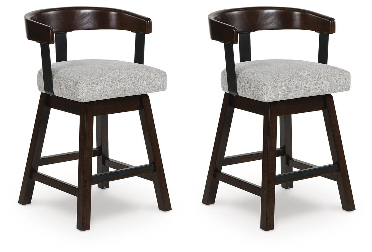 Haddigan - Upholstered Swivel Barstool (Set of 2) - Dark Brown by Ashley – Stool Sets