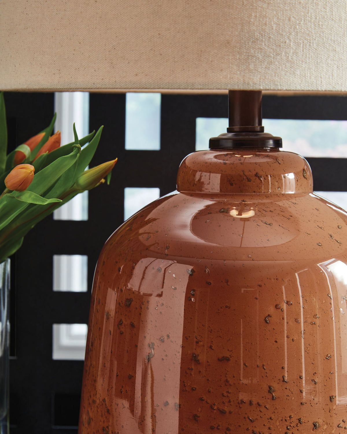 Aaleahya - Glass Table Lamp - Rust by Ashley – view 3