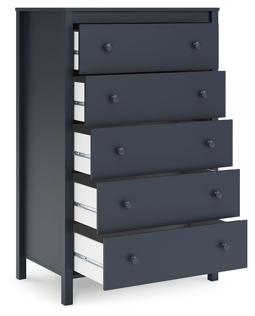 Simmenfort - Five Drawer Chest - Navy Blue by Ashley – view 3