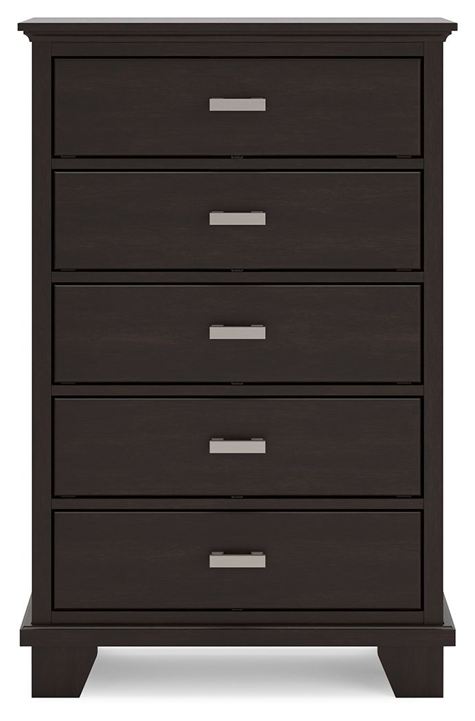 Covetown - Five Drawer Chest - Dark Brown by Ashley – Accent Chests