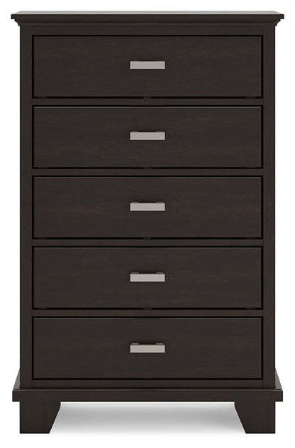 Covetown - Five Drawer Chest - Dark Brown by Ashley – Accent Chests