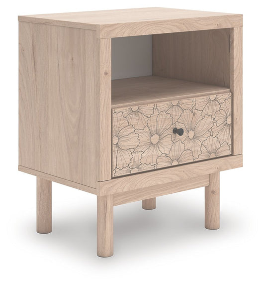 Arloster - One Drawer Night Stand - Tan by Ashley – Nightstands w/ Charging Stations