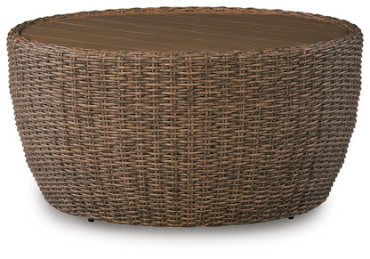 Double Point - Round Cocktail Table - Beige by Ashley – Coffee Tables