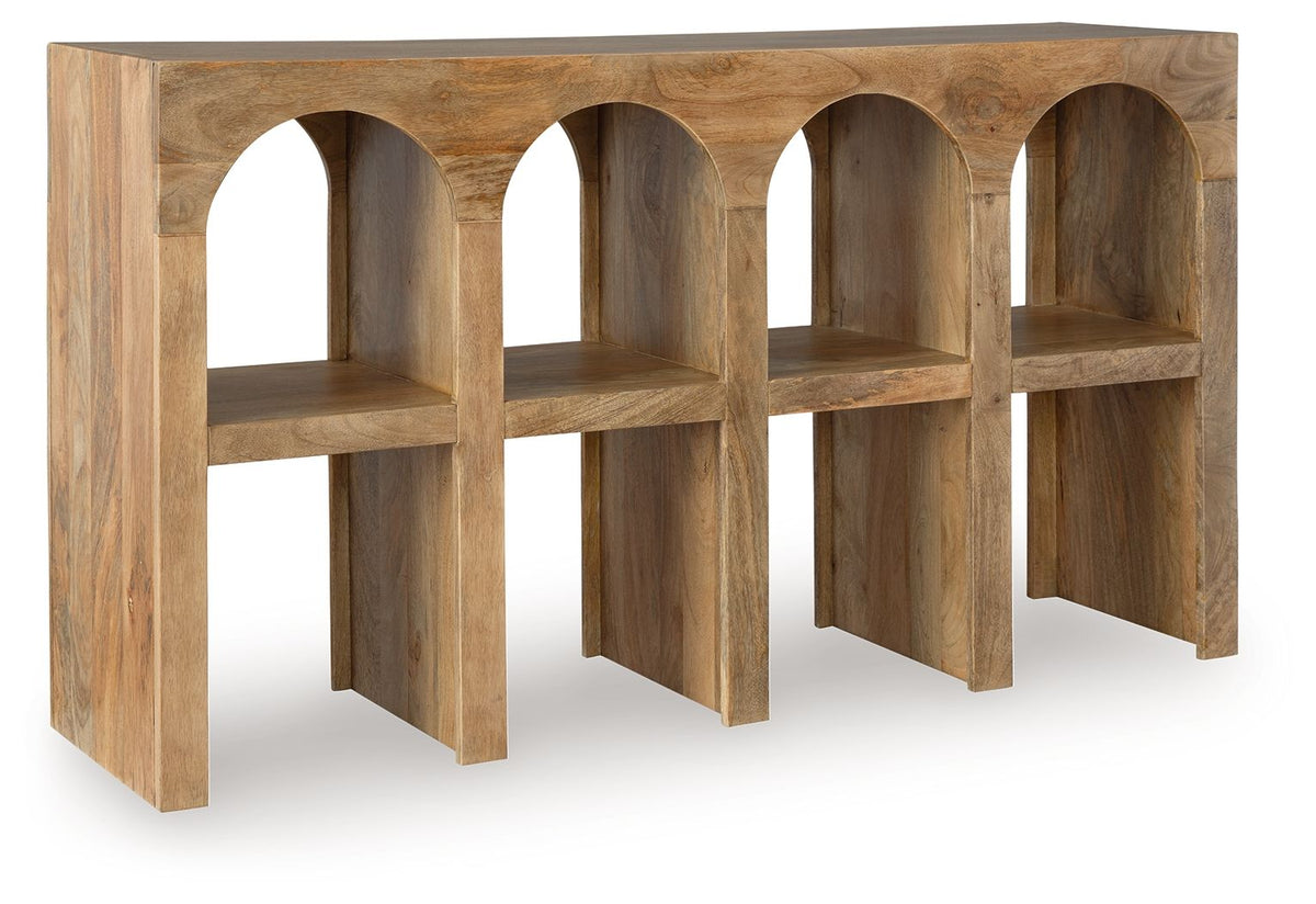 Luzmanacy - Console Sofa Table - Natural Brown by Ashley – Sofa Tables