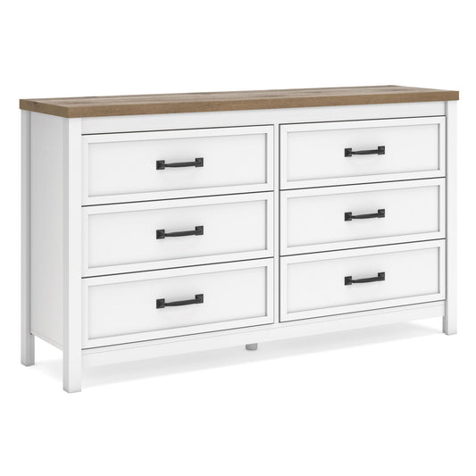 Kerisden - Six Drawer Dresser - White / Brown – Dressers