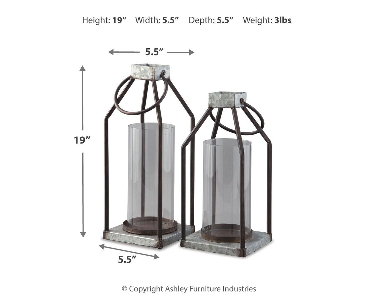 Diedrick - Indoor/Outdoor Lantern Set (Set of 2) - Gray / Black by Ashley – view 3