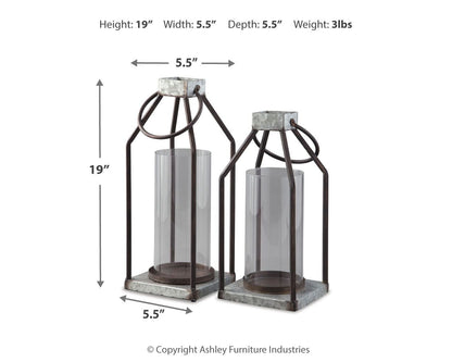 Diedrick - Indoor/Outdoor Lantern Set (Set of 2) - Gray / Black by Ashley – view 3