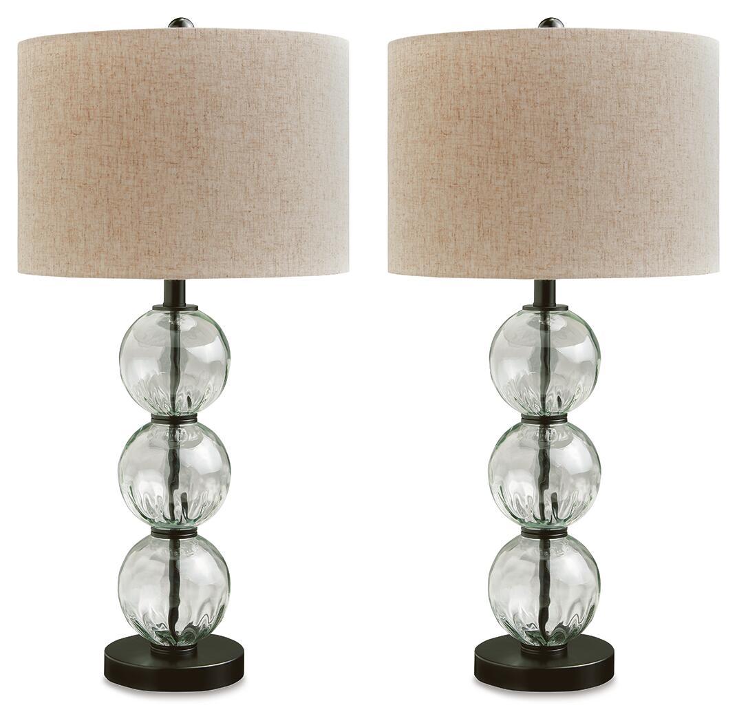 Airbal - Glass Table Lamp (Set of 2) - Clear / Black by Ashley – Table Lamps