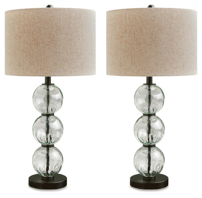 Airbal - Glass Table Lamp (Set of 2) - Clear / Black by Ashley – Table Lamps