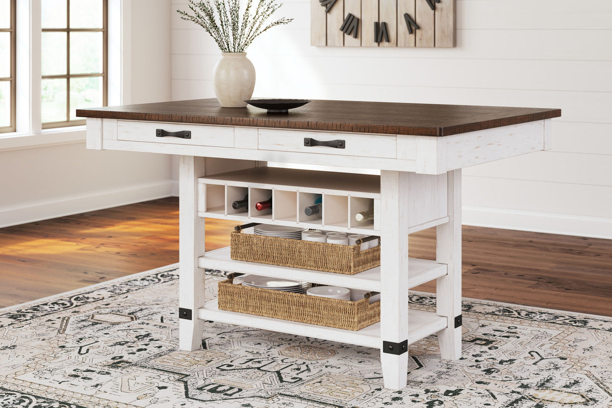Valebeck - Rect Dining Room Counter Table With Wine Rack - White / Brown by Ashley – view 2